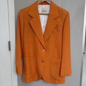 Sandro Bright Orange Single-Breasted Notch Lapel Blazer